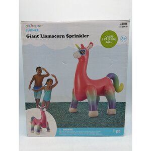 Giant Inflatable Llamacorn Sprinkler Over 6 Ft Tall Rainbow Design For Ages 3+ B